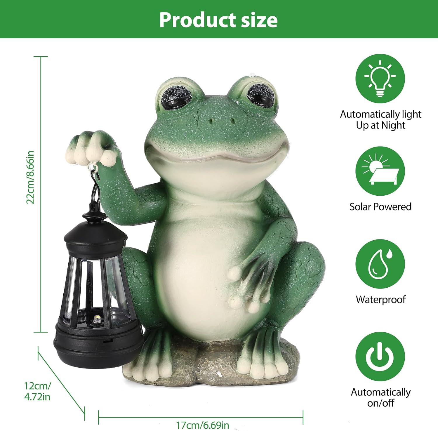 Thumbnail 3 de Wowlela Solar Frog Statue with Lantern