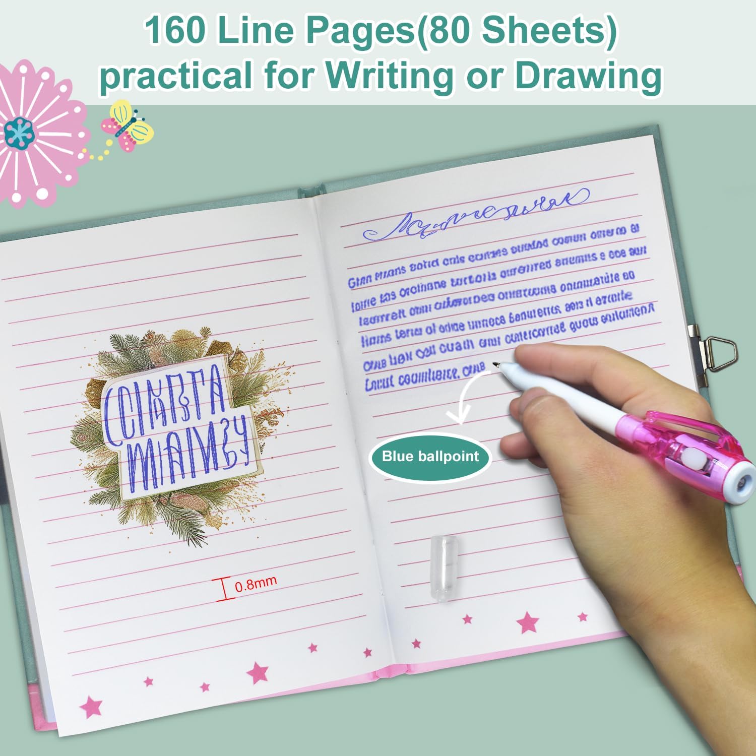 Thumbnail 3 de Pop Secret Diary for Girls with Invisible Pen: Butterfly Fidget Diary, Lockable, 160 Pages