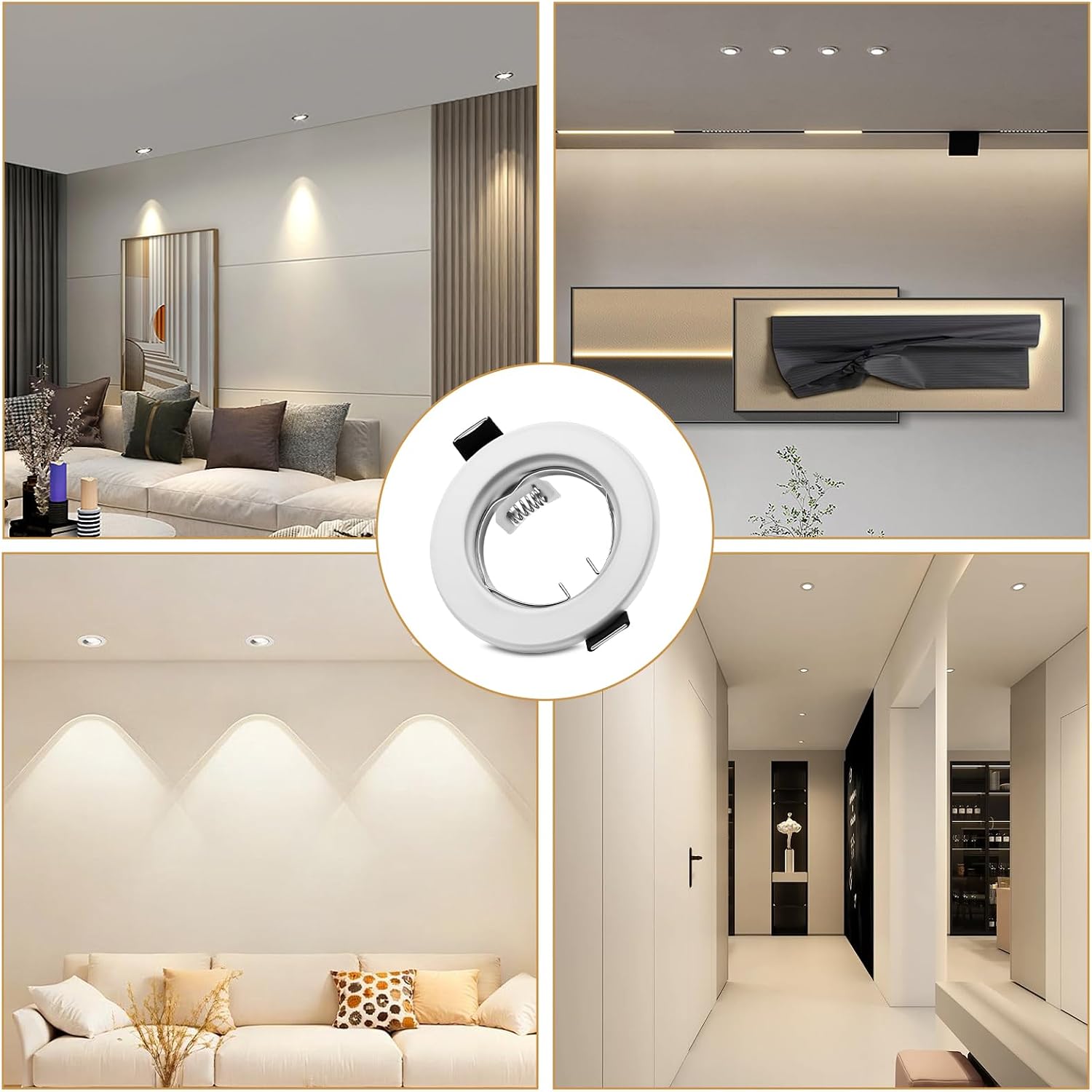 Detalle 2 de LteelDay LD-YX-DH-B-6 GU10-inbouwspothouders, 6 matte witte metalen ringen
