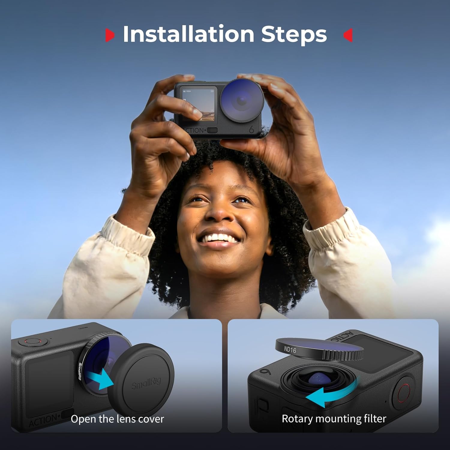 Thumbnail 6 de SMALLRIG Gewindefilter-Kit für DJI Osmo Action 6 (4er-Pack): ND8/ND16/ND32 + CPL