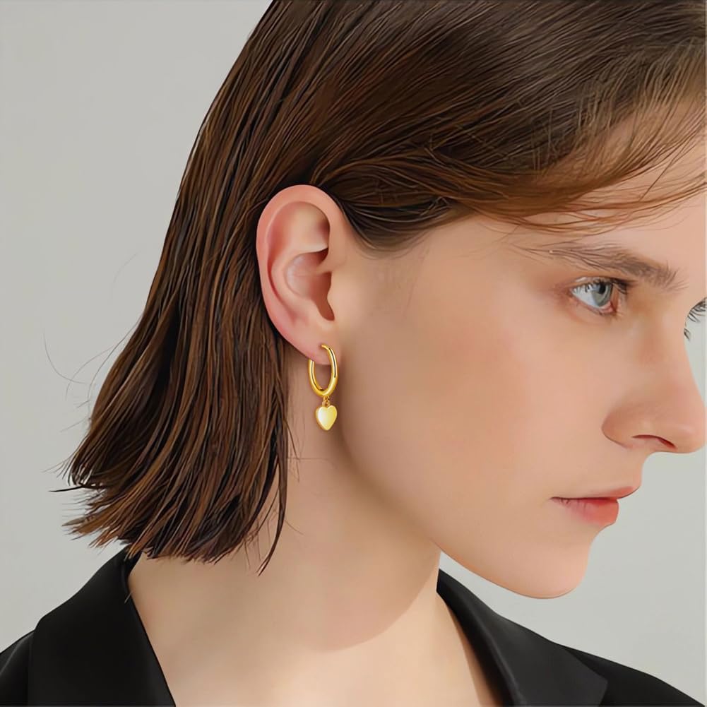 Thumbnail 4 de Deyanse silver hoop earrings for women (925 sterling silver dangle huggie heart cross star drop hoops)