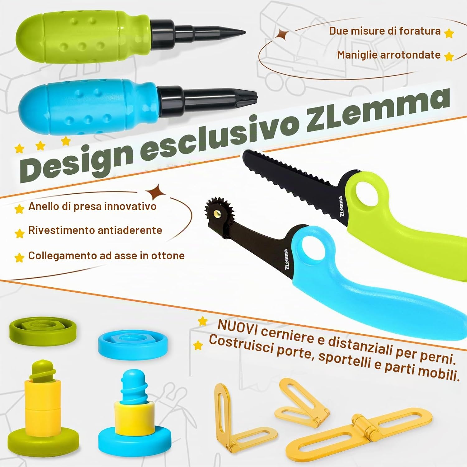 Thumbnail 2 de ZLemma Set di 401 Kit di Costruzione per Bambini con anello di sicurezza ZLEMMA – Fai-da-te sicuro e creativo
