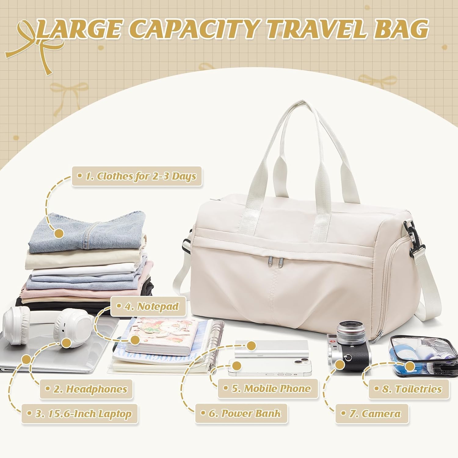 Thumbnail 3 de HYC00 sports gym bag 28.8L beige
