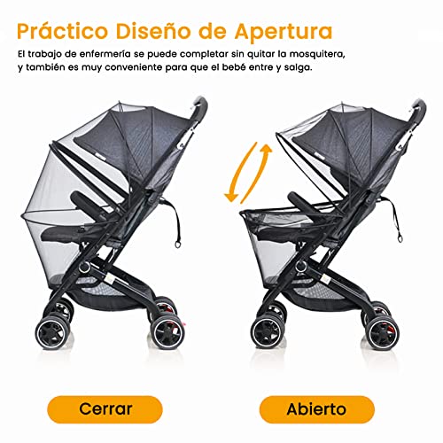 Detalle de Orzbow Mosquitera Carrito Bebe Universal: red antimosquitos 3D PVC con cremallera para capazo y cochecito (Negro)