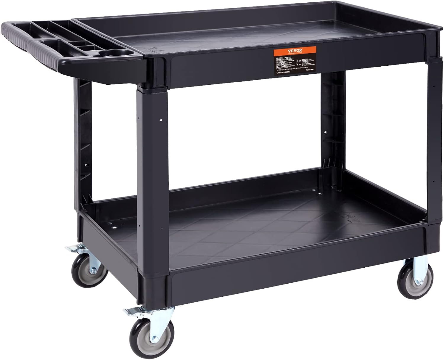 VEVOR 2 Shelf Utility Service Cart, 550 lb Capacity, PP Rolling Cart