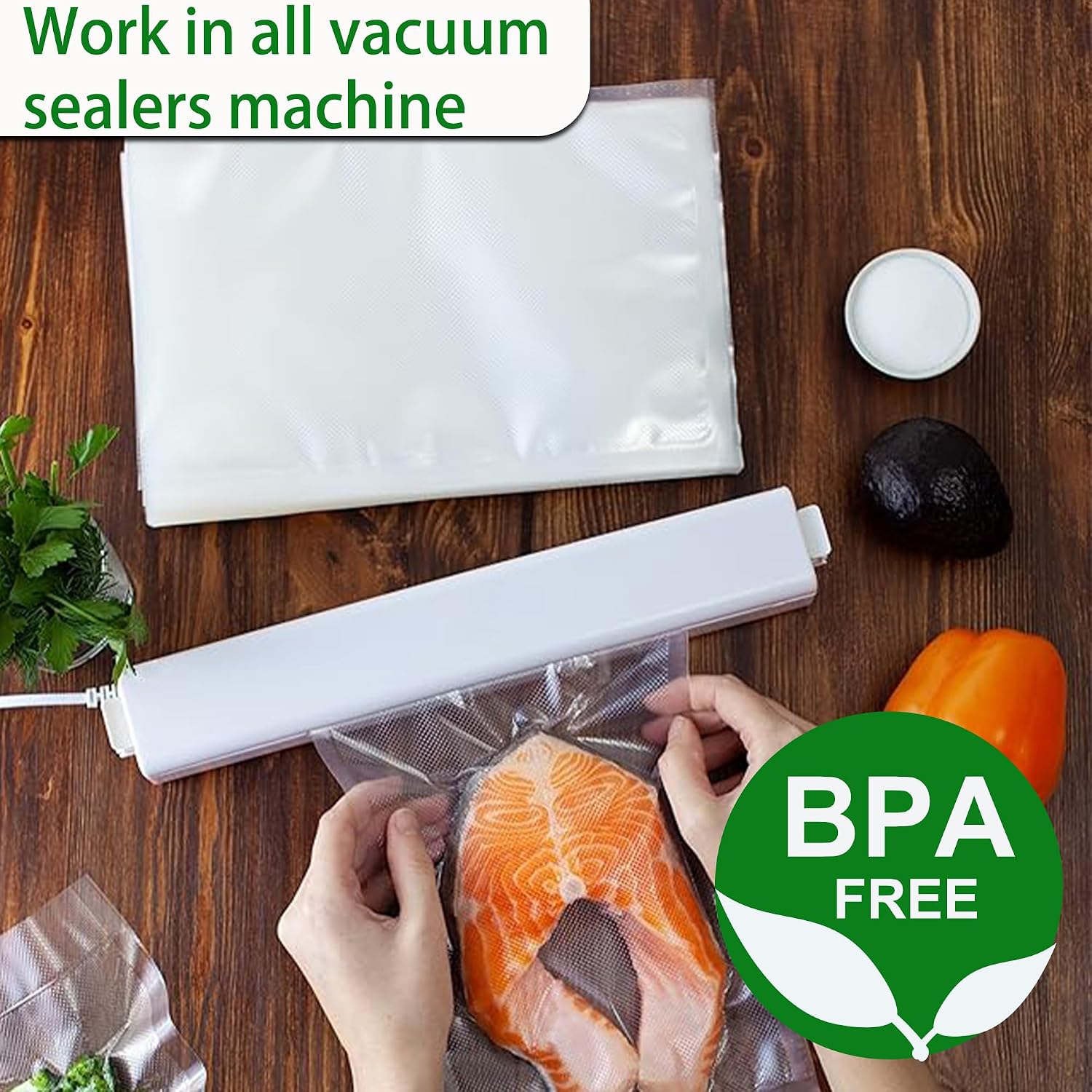 Detalle de huruirui H0J274-T Vacuum Sealer Bags, 28 x 40 cm, 200 µm PE