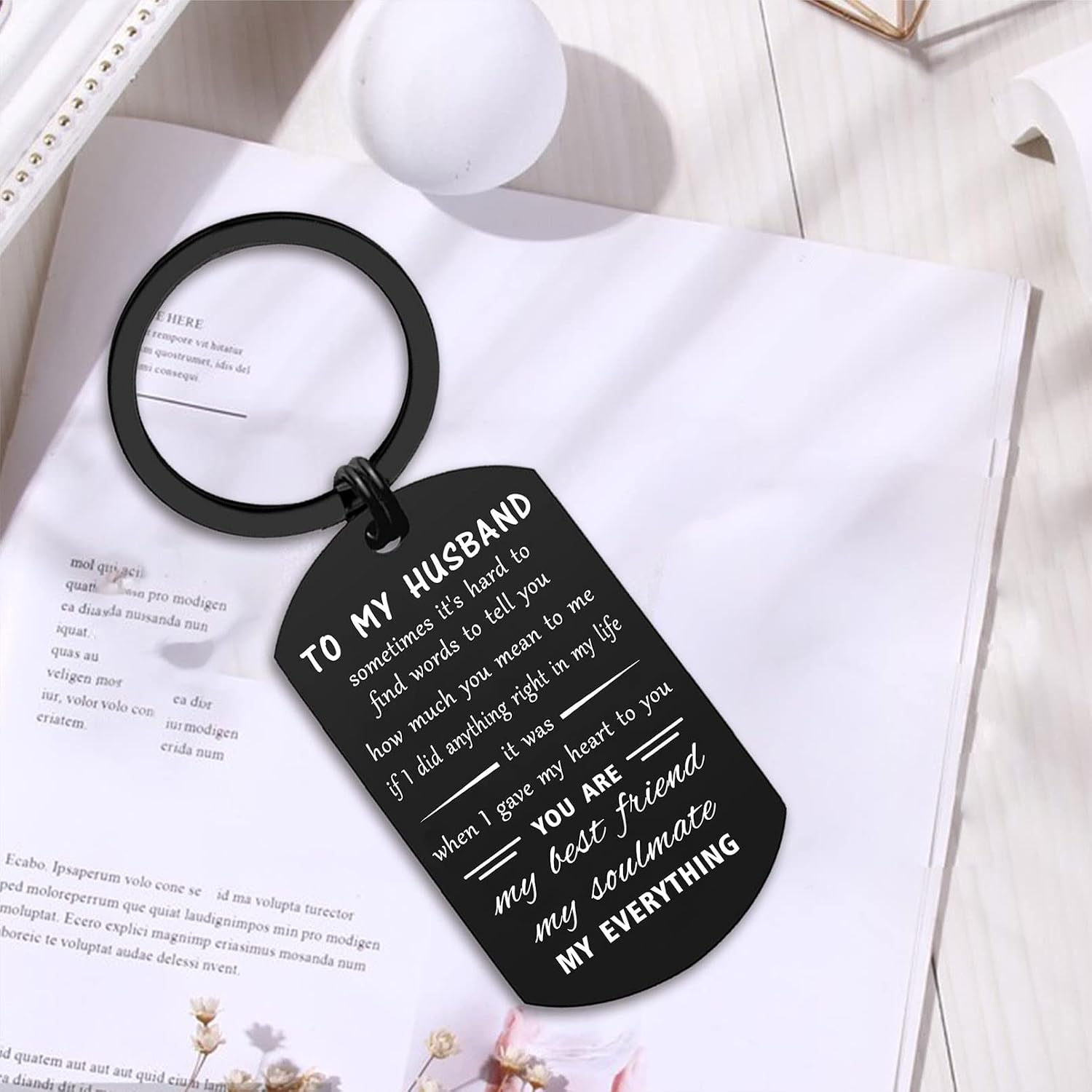 Thumbnail 4 de ENGZHI double side engraved stainless steel “Drive safe” keyring – a husband gift from his wife