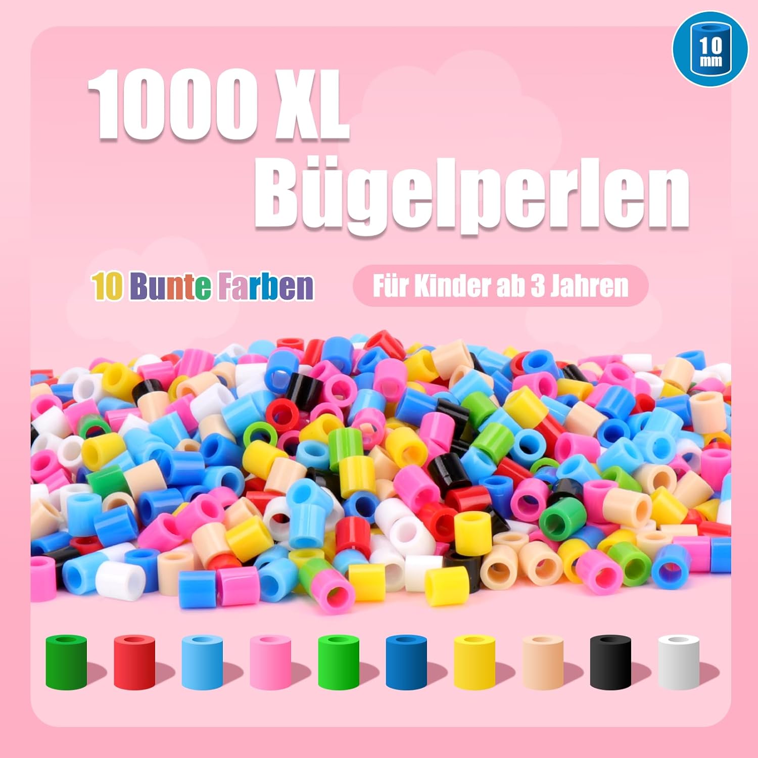 Thumbnail 2 de Homgaty 10-mm Bügelperlen-Set für Mädchen (ca. 1.000 Stück, XL-Platten, 10 Motive + Bügelpapier)