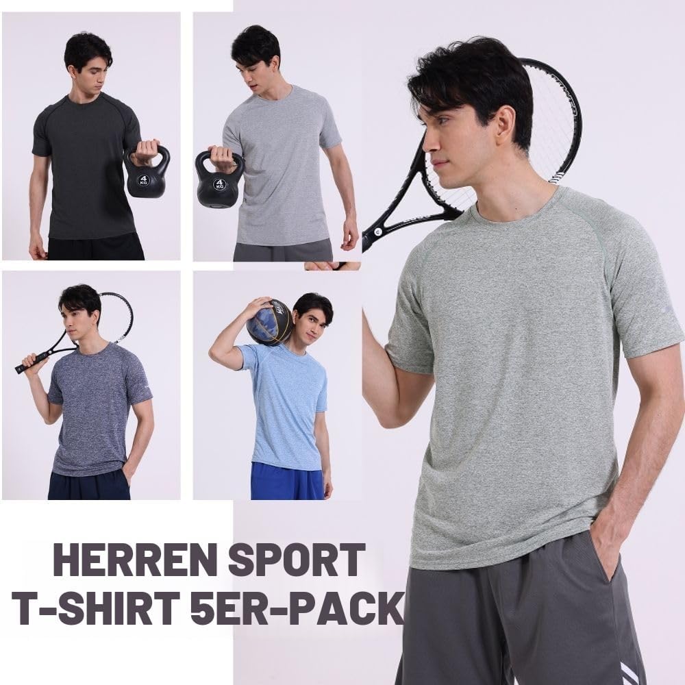 Thumbnail 1 de fovdtaa Herren-T-Shirt, kurzärmelig, atmungsaktives Sportoberteil – 5er-Pack