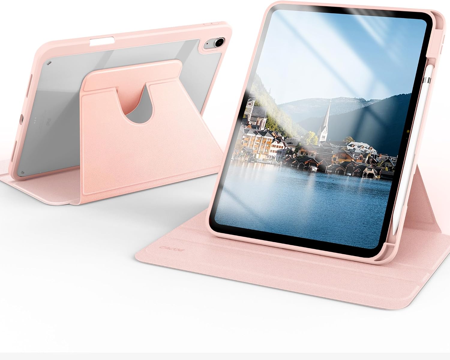 Detalle de CACOE Rotierende Hülle für iPad (A16) 11/10 Generation 2025/2022 – 360° Acryl, Roségold