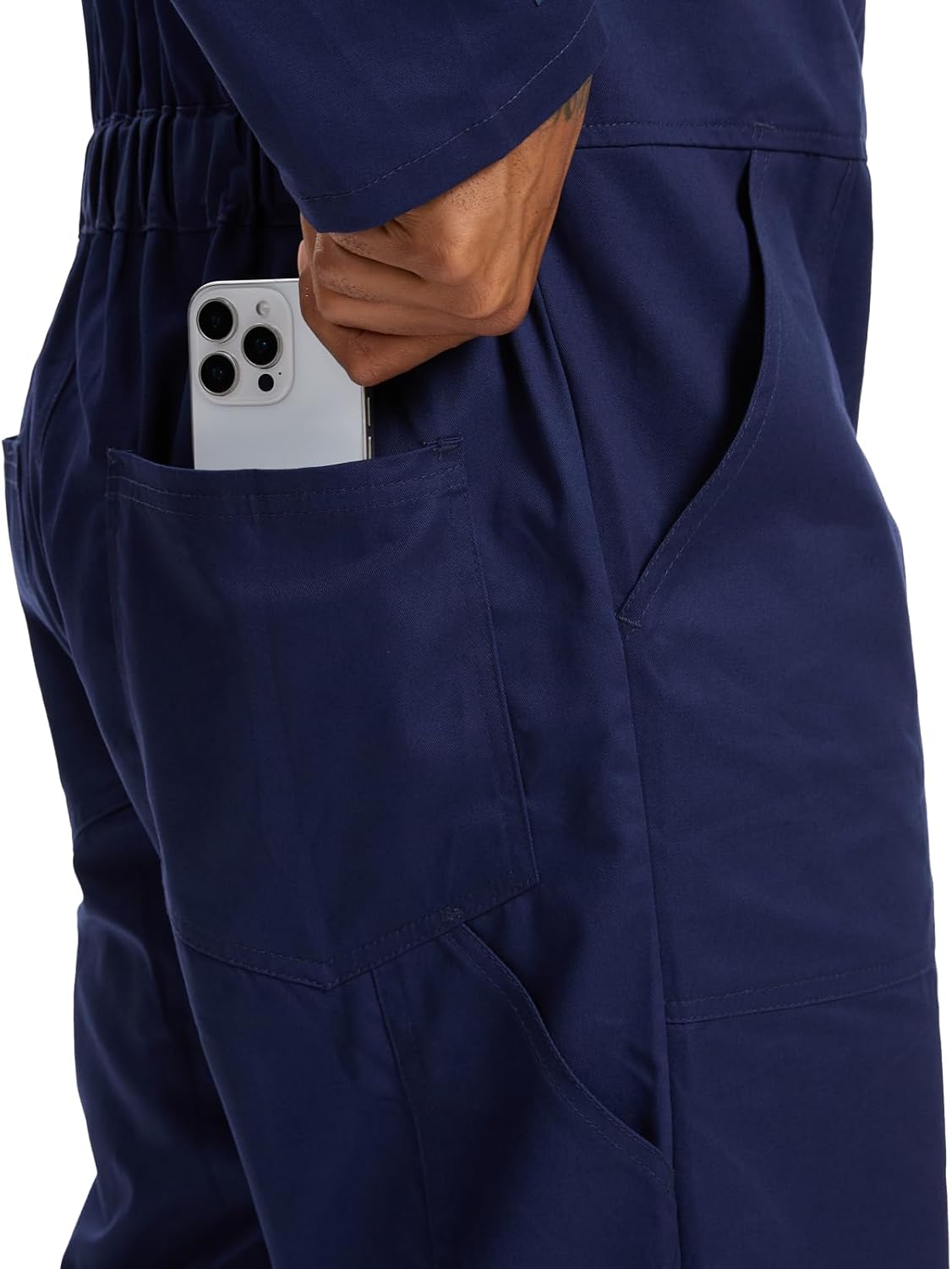 Detalle de WORK IDEA Herren Overall & Arbeitsoverall aus Baumwolle – Blaumann für Werkstatt, Bau und Handwerk
