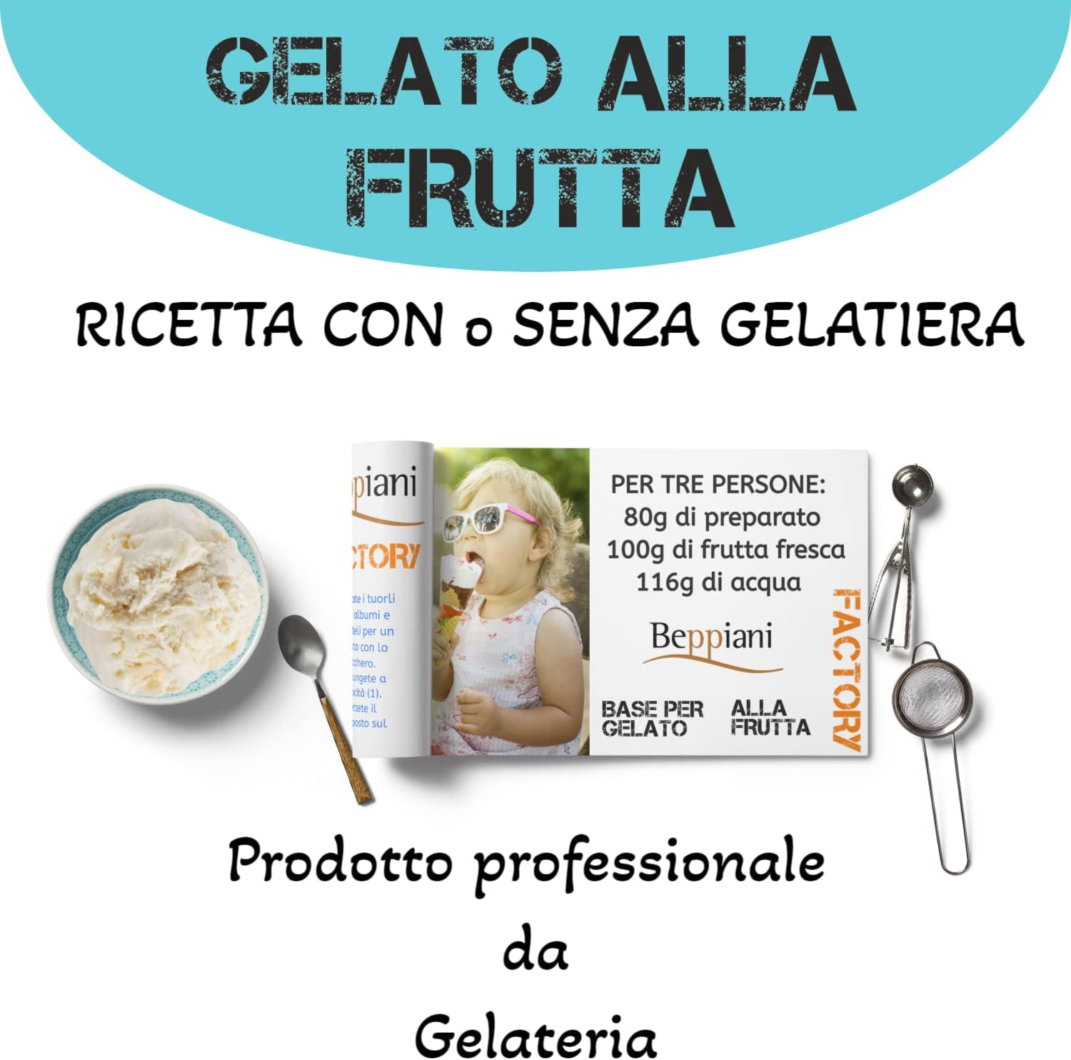 Thumbnail 3 de Beppiani Factory Preparato per gelato alla frutta: circa 25 porzioni, con o senza gelatiera