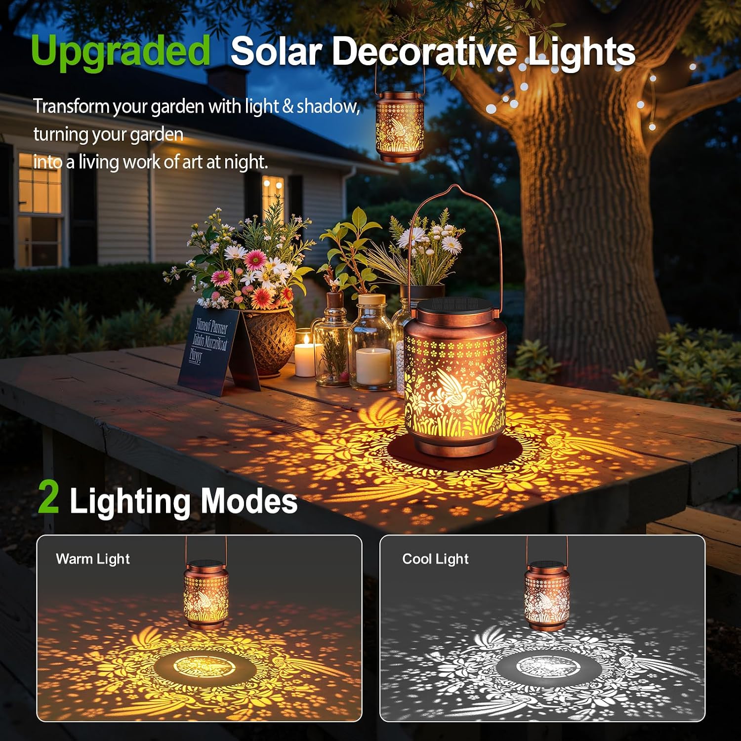 Detalle 2 de BUCASA 2 Pack Hummingbird Solar Lanterns