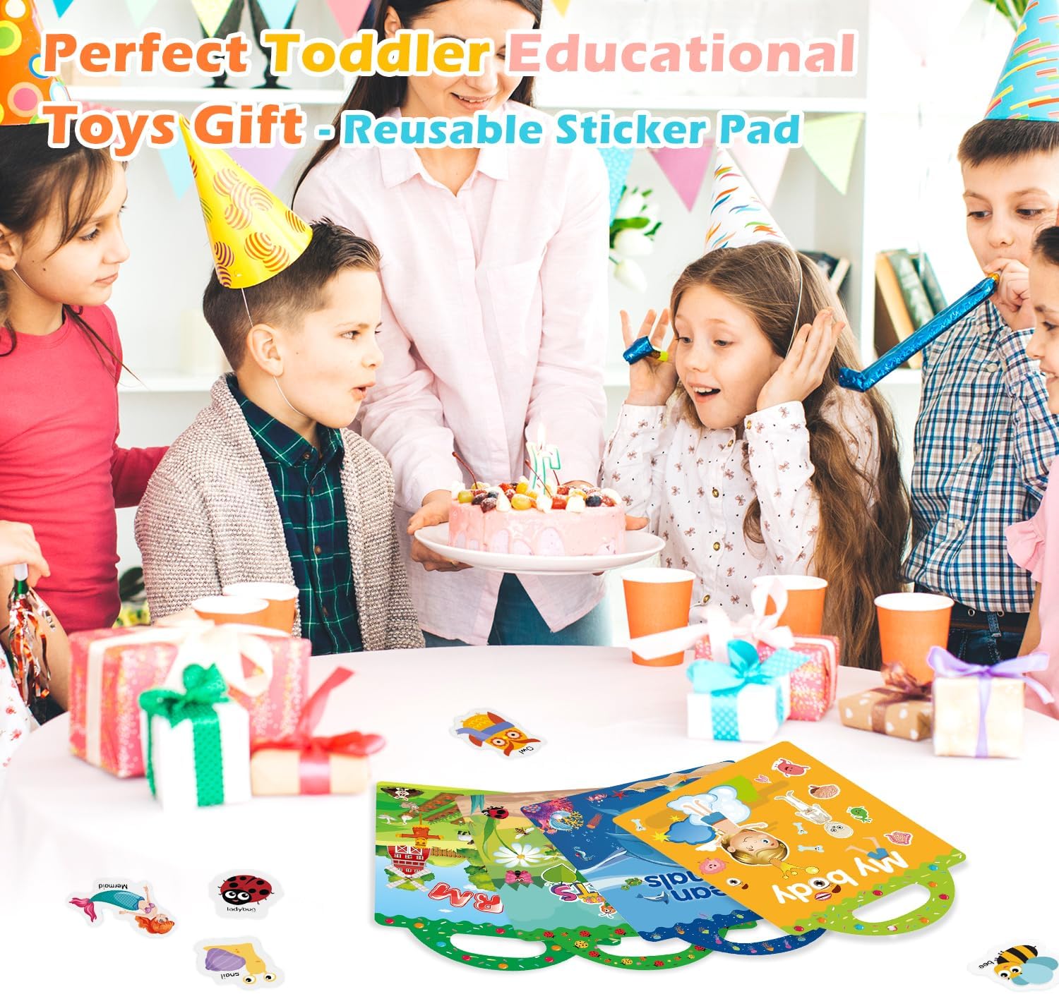 Thumbnail 6 de GUYUCOM 4 Pack Reusable Sticker Books for Early Learning (Farm, Ocean, Insects, Body) – A UK Kid-Safe DIY Educational Toy