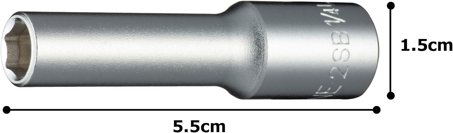 Detalle de トネ(TONE) 2SB-08L ディープソケット 6角・二面幅1/4インチ・差込角6.35mm