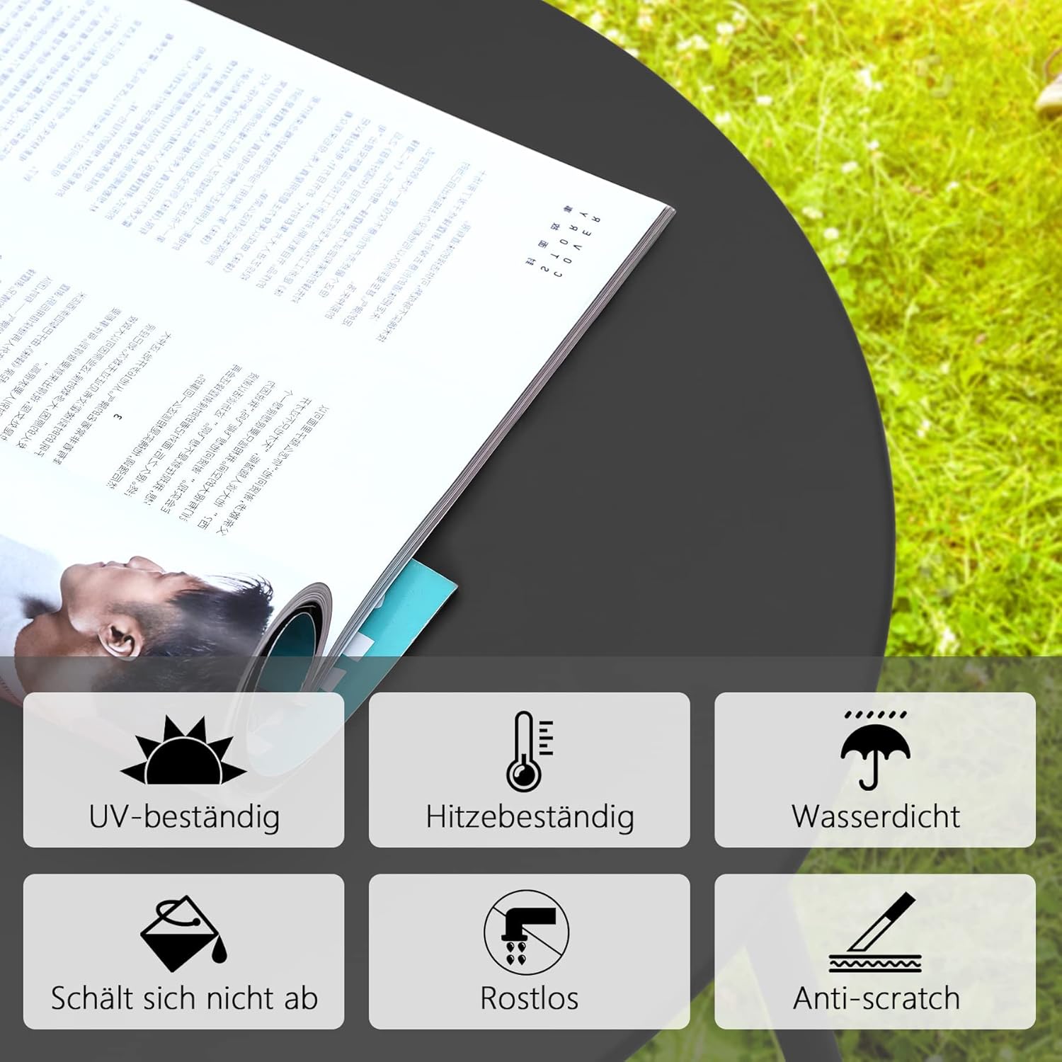 Thumbnail 5 de Fokebel Beistelltisch mit höhenverstellbaren Tischbeinen, Metall rund (Schwarz) – Ø 45 × 45 H cm