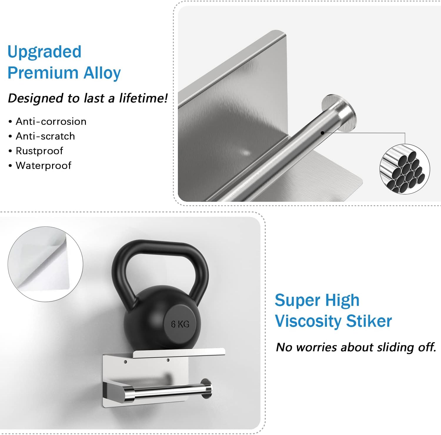 Detalle de Self Adhesive Toilet Paper Holder with Phone Shelf and Wall Mount
