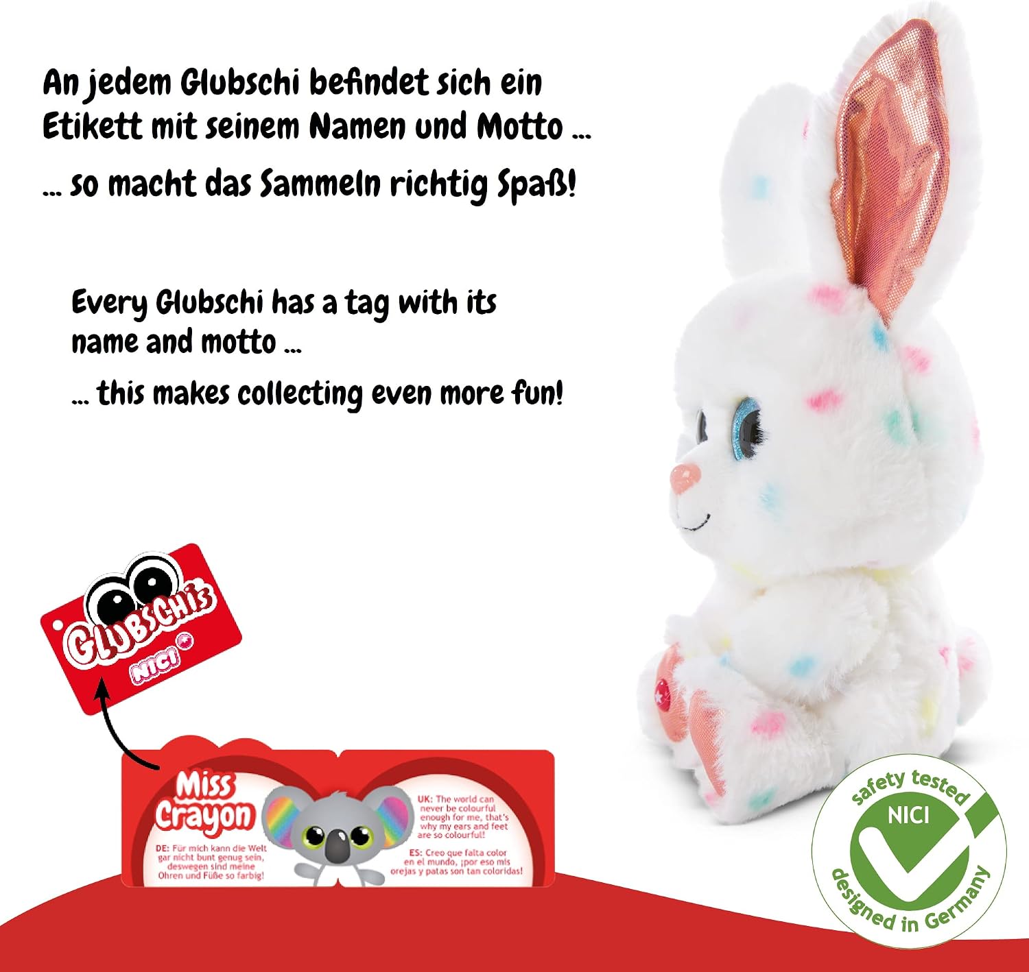 Detalle de NICI Glubschis: Das Original – Glubschis Hase Spotties 15 cm