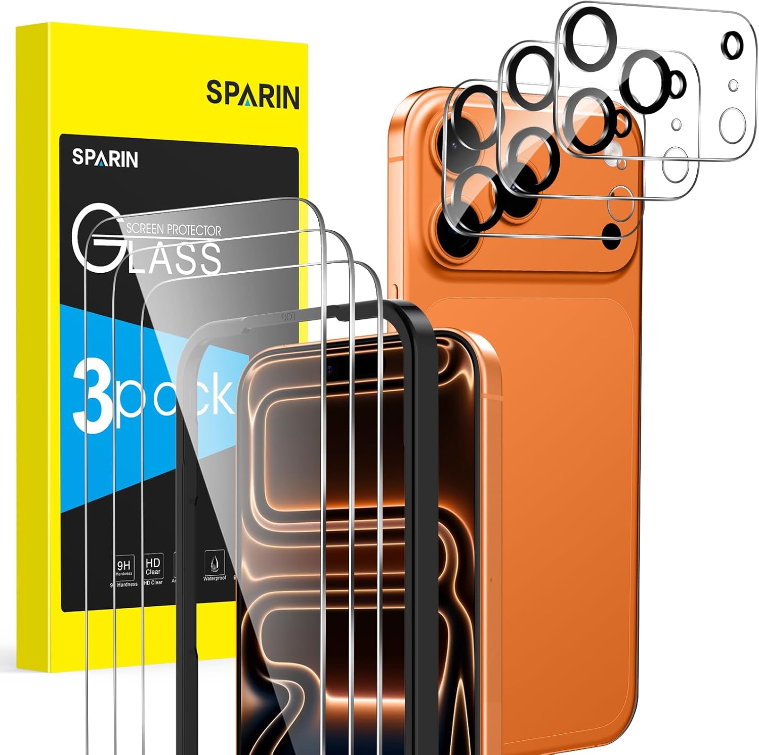 Detalle de SPARIN Panzer Schutz Glas für iPhone 17 Pro Max – 3er-Set inklusive Montagerahmen, Kamera- und Displayschutz