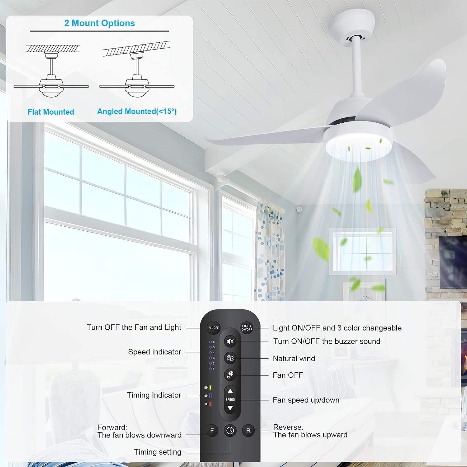 Thumbnail 6 de YAZIONG Ventilador de Techo con Luz Silencioso: rendimiento DC, 6 velocidades y luz LED adaptable