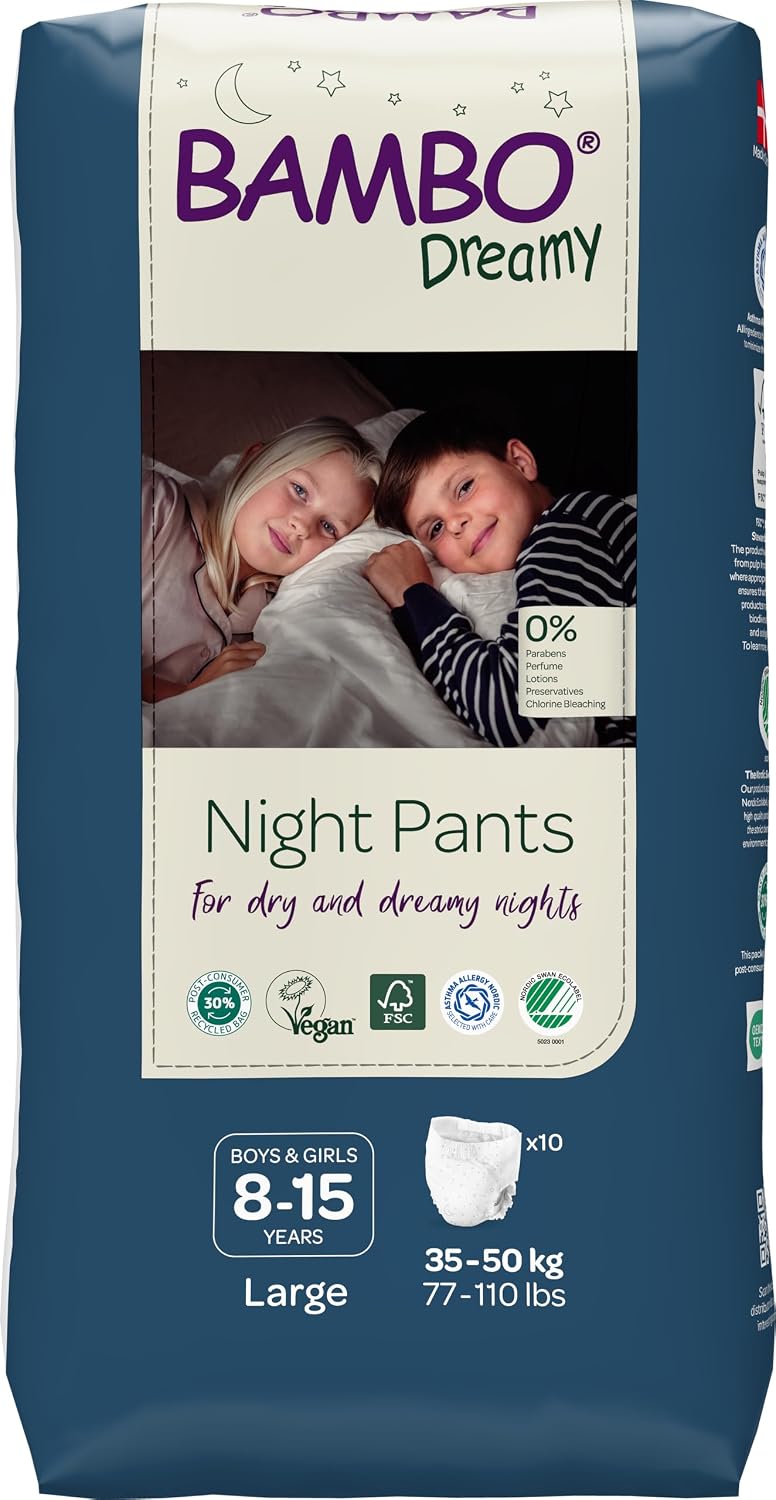 Detalle de Bambo Nature Dreamy Night Pants Nappies (8–15 years, 35–50kg) – 10pk Pull Up Training Nappies