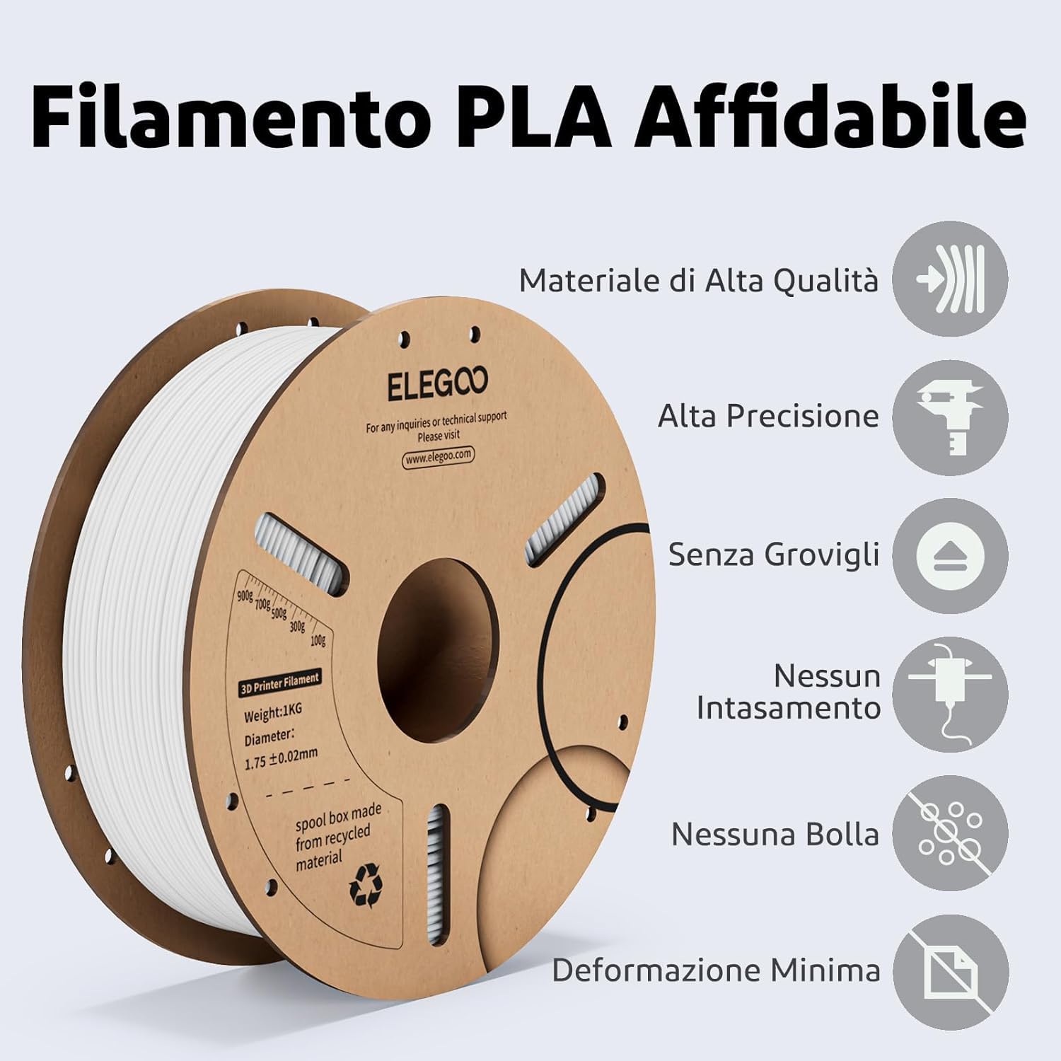 Thumbnail 1 de ELEGOO Filamento PLA 1.75mm Beige 1KG — Precisione +/- 0,02 mm per stampe fluide