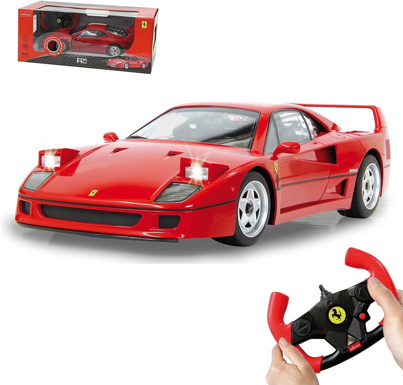 Detalle de Jamara 405166 Ferrari F40 1:14 – samochód RC z oświetleniem LED