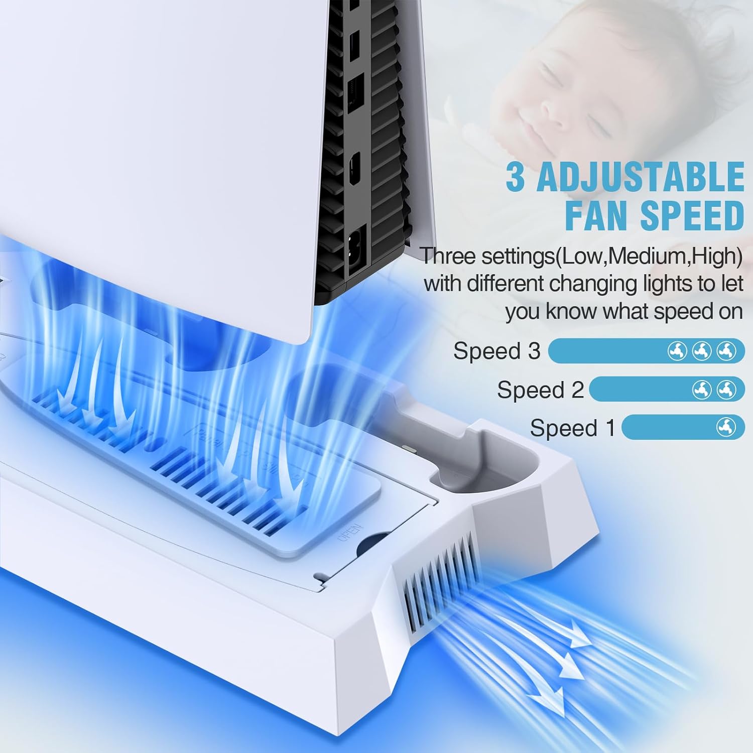 Thumbnail 2 de ZRZLMVP PS5 Cooling Stand with Controller Charging Station for PS5 Slim/Pro/Digital Edition