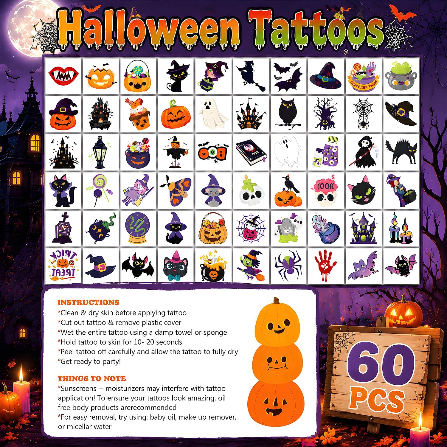 Detalle 2 de Halloween Sticker and Tattoo Set, 160 Pieces