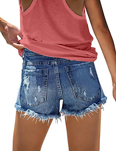 Thumbnail 2 de KISSMODA Women's High Rise Denim Shorts – Dark Blue, Mid Thigh, Size 8-10