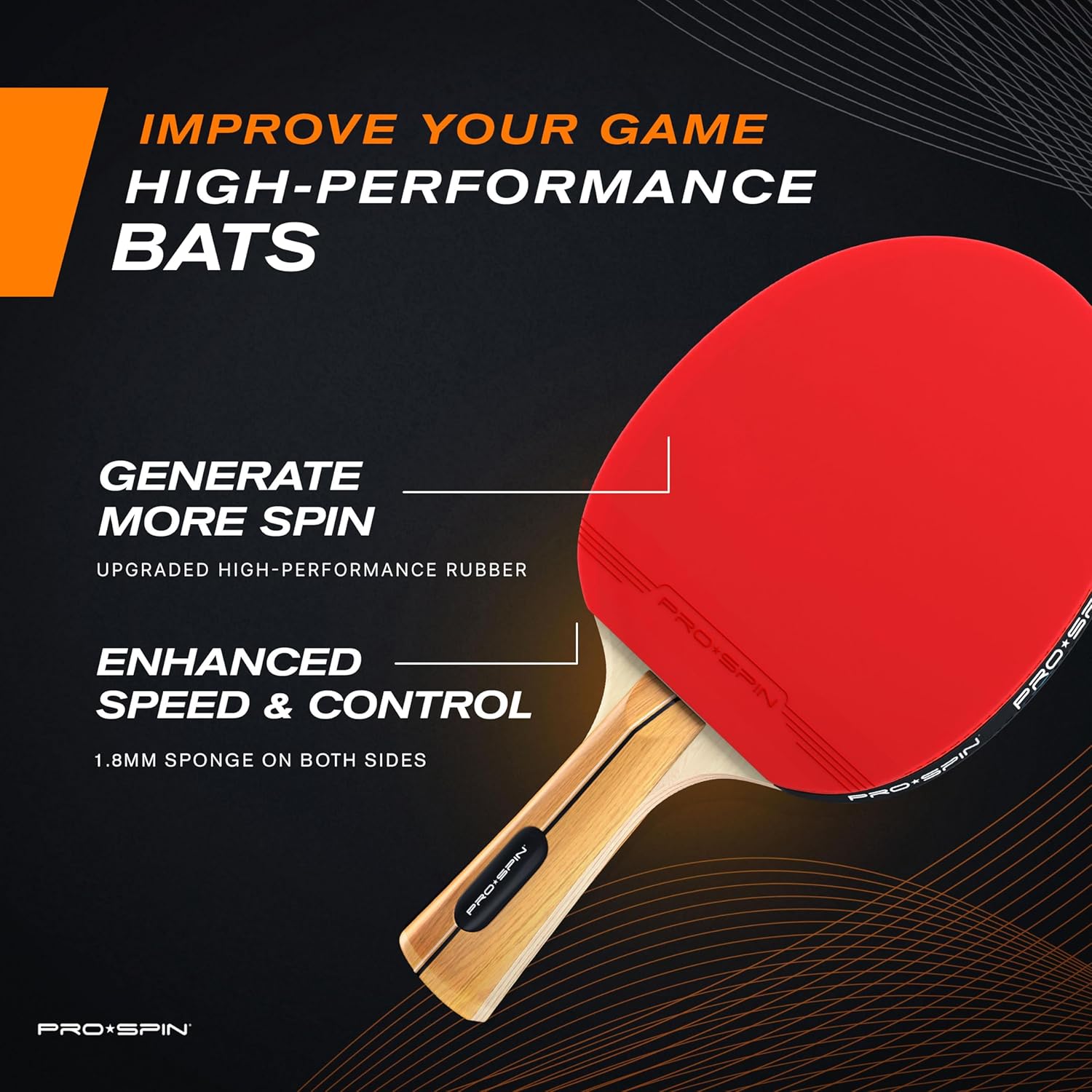 Detalle 2 de PRO-SPIN Table Tennis Bats 1.8mm sponge