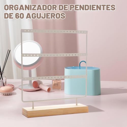Detalle de SZSMW 60: Organizador y Expositor de Pendientes de 3 Capas (60 Compartimentos)