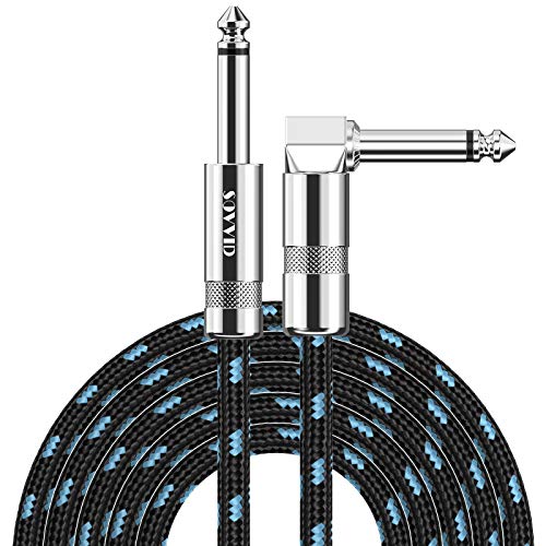Detalle de Sovvid Professional Guitar Cable 1.8M/6FT – Braided 6.35mm Jack (Black/Blue)