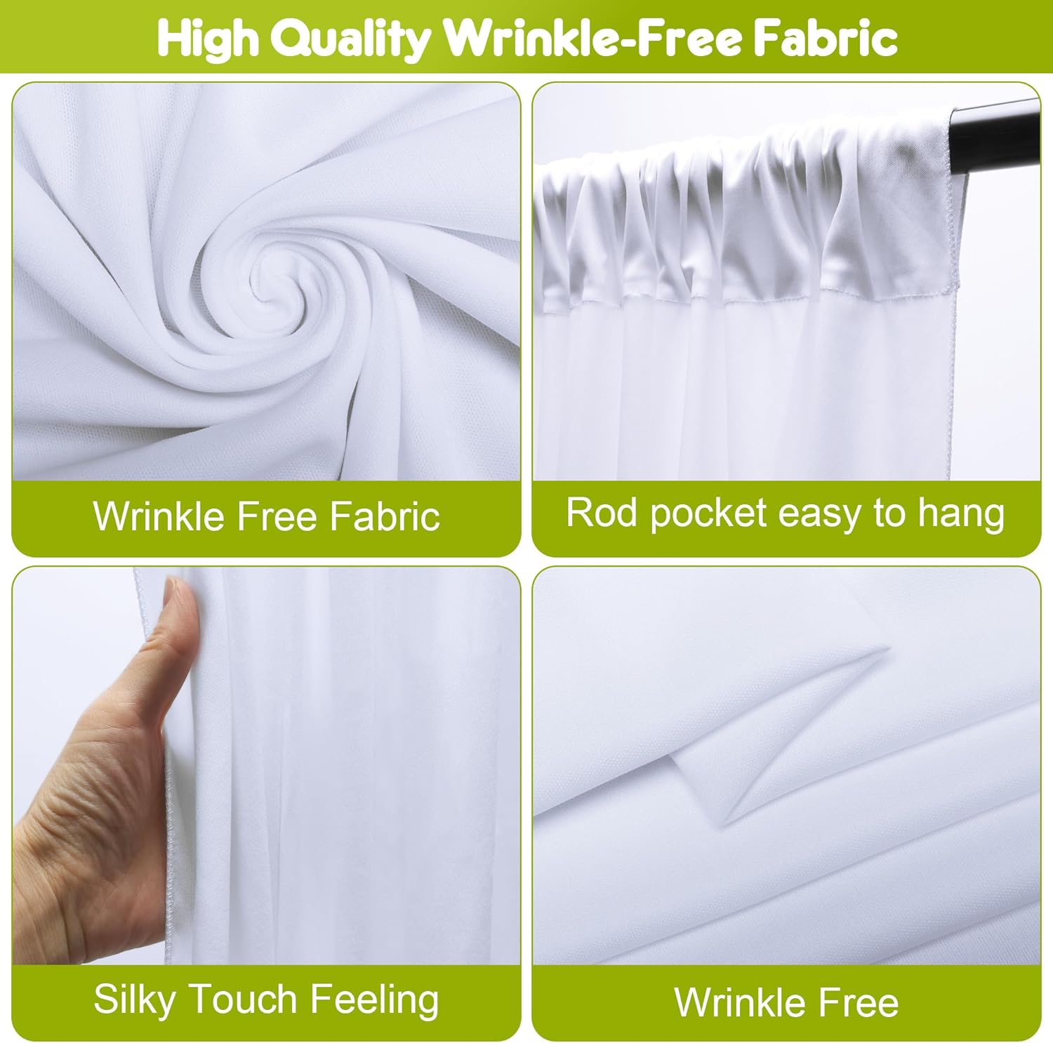 Detalle de Wokceer White 10x10ft Backdrop Curtain (2 Panels, 5x10ft Each) for Parties and Photoshoots