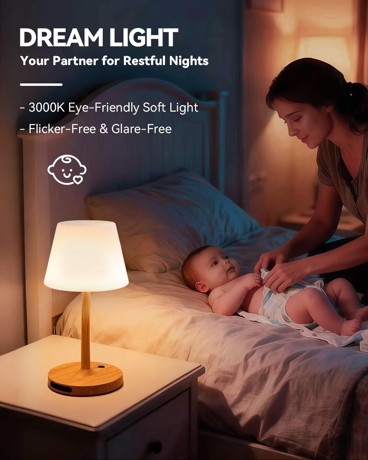 Detalle de SAIWEYA Outdoor Waterproof Shower Lamp: 8000mAh Cordless LED Table Lamp with Touch Dimming