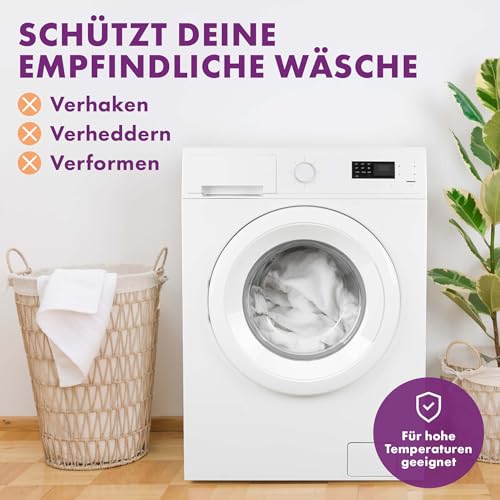 Detalle de Lavandola Wäschenetz Set – Kochfest, trocknergeeignet, 3 Größen für BHs, Feinwäsche, Unterwäsche & Co.