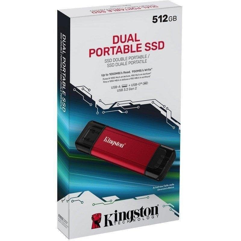 Detalle de Kingston Dual USB-A/C 512GB SSD: Dualidad USB para movilidad y velocidad