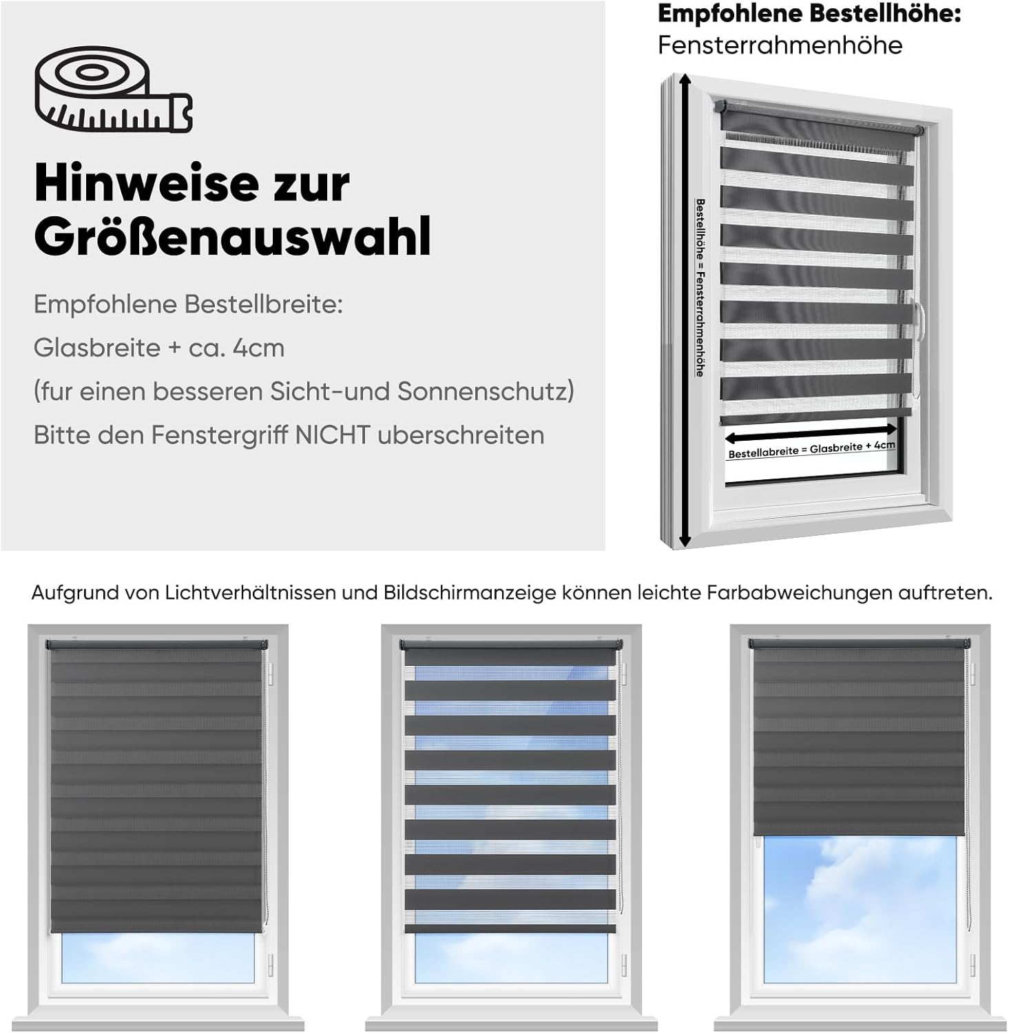 Thumbnail 3 de Sekey Doppelrollo Klemmfix ohne Bohren für Fenster (85 cm) – Duo Jalousie Sonnenschutz in Dunkelgrau