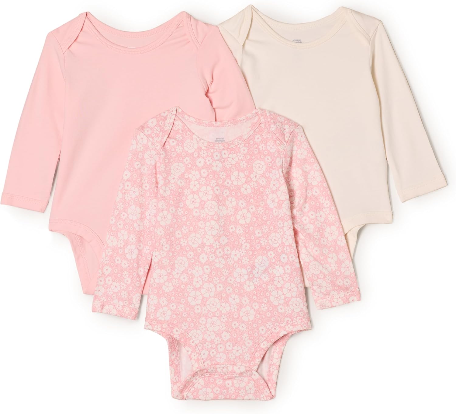 Detalle de Amazon Essentials x Sofia Grainge Langärmliger Baby-Body mit Rundhalsausschnitt, 3er Pack