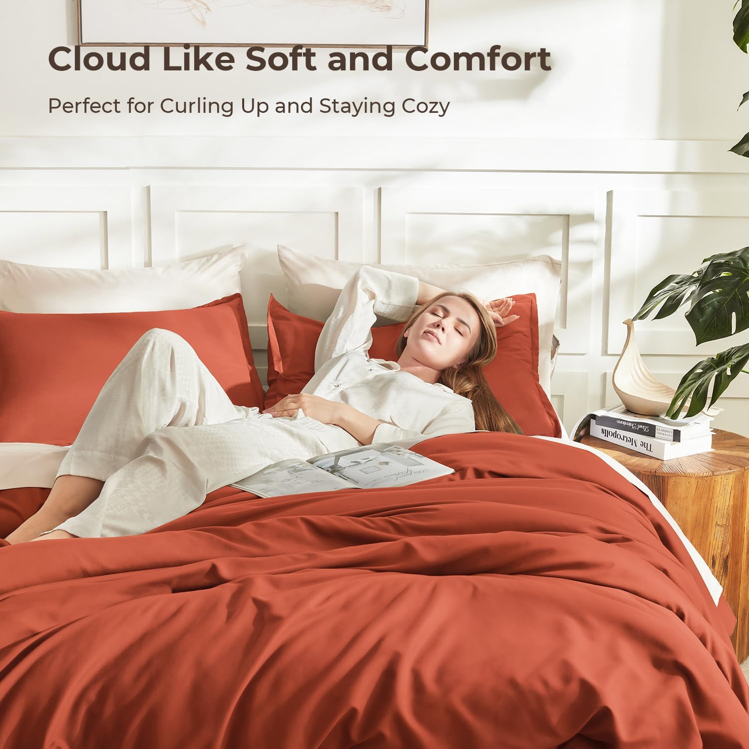 Thumbnail 1 de Litanika Comforter King Size Bed Set Burnt Orange – 3 Pieces