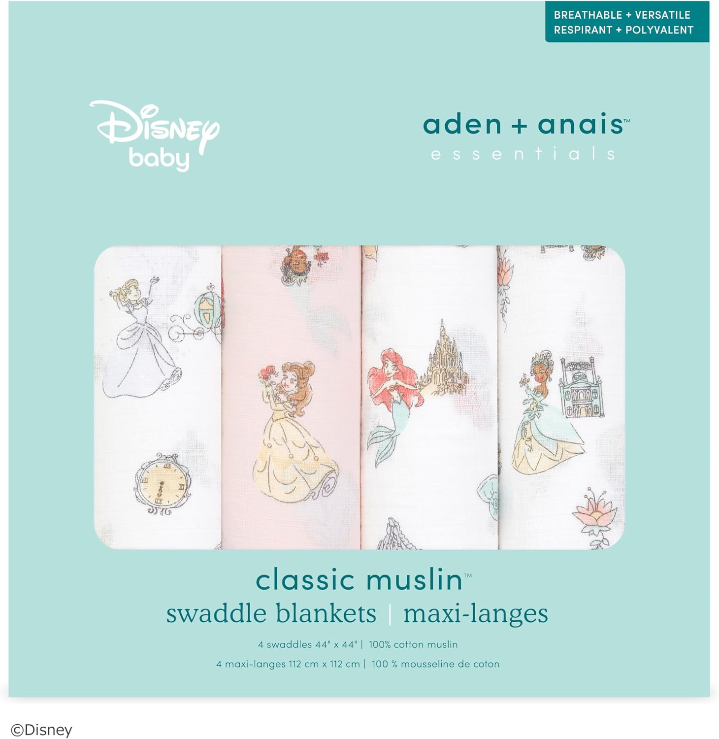 Thumbnail 6 de aden + anais essentials SWADAEDESWC40005DIJB おくるみ4枚セット ミニーマウス柄 モスリンコットン 112x112cm