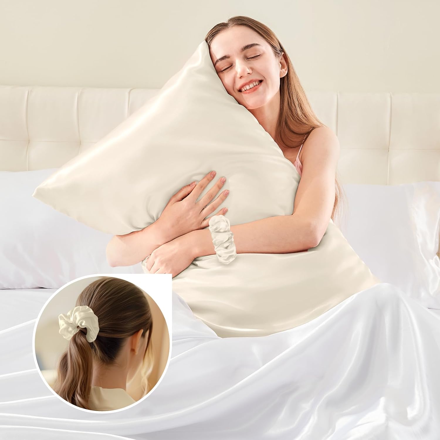 Thumbnail 4 de BEDELITE Satin Kissenbezug 40 x 80 Beige (2er-Set) – weich wie Seidenkissenbezug