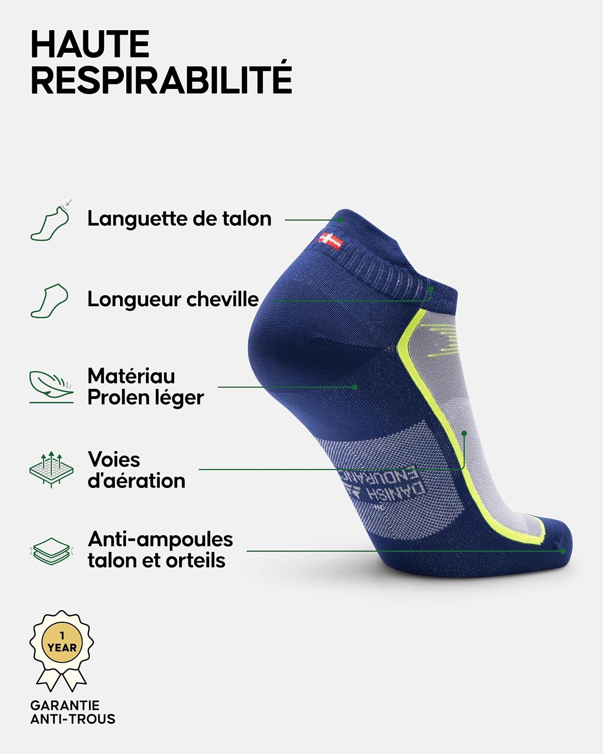 Detalle 2 de DANISH ENDURANCE Chaussettes de running 3 paires