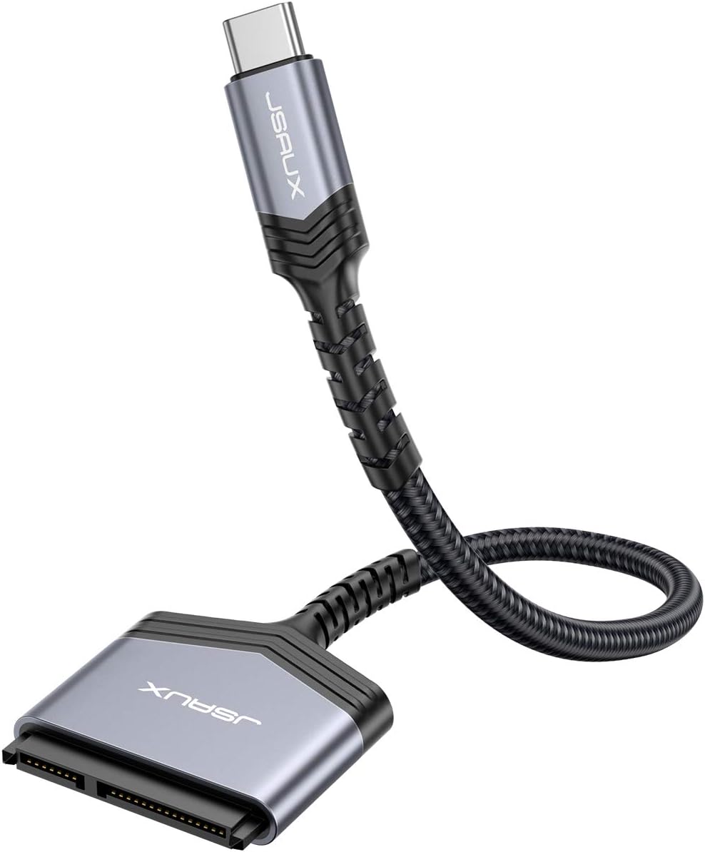 JSAUX SATA to USB C Cable: 2.5” SATA SSD/HDD External Converter (USB-C 3.1) – Aluminium Shell