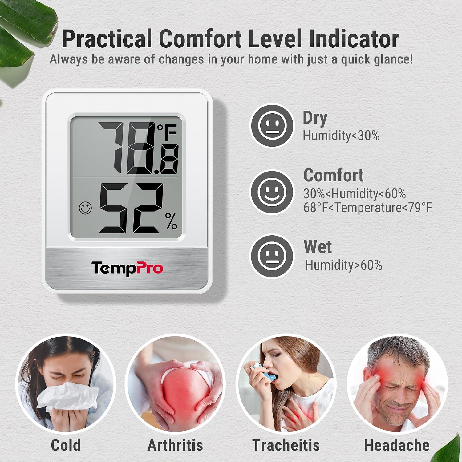 Detalle 2 de TempPro TP49 Digital Hygrometer Indoor Thermometer