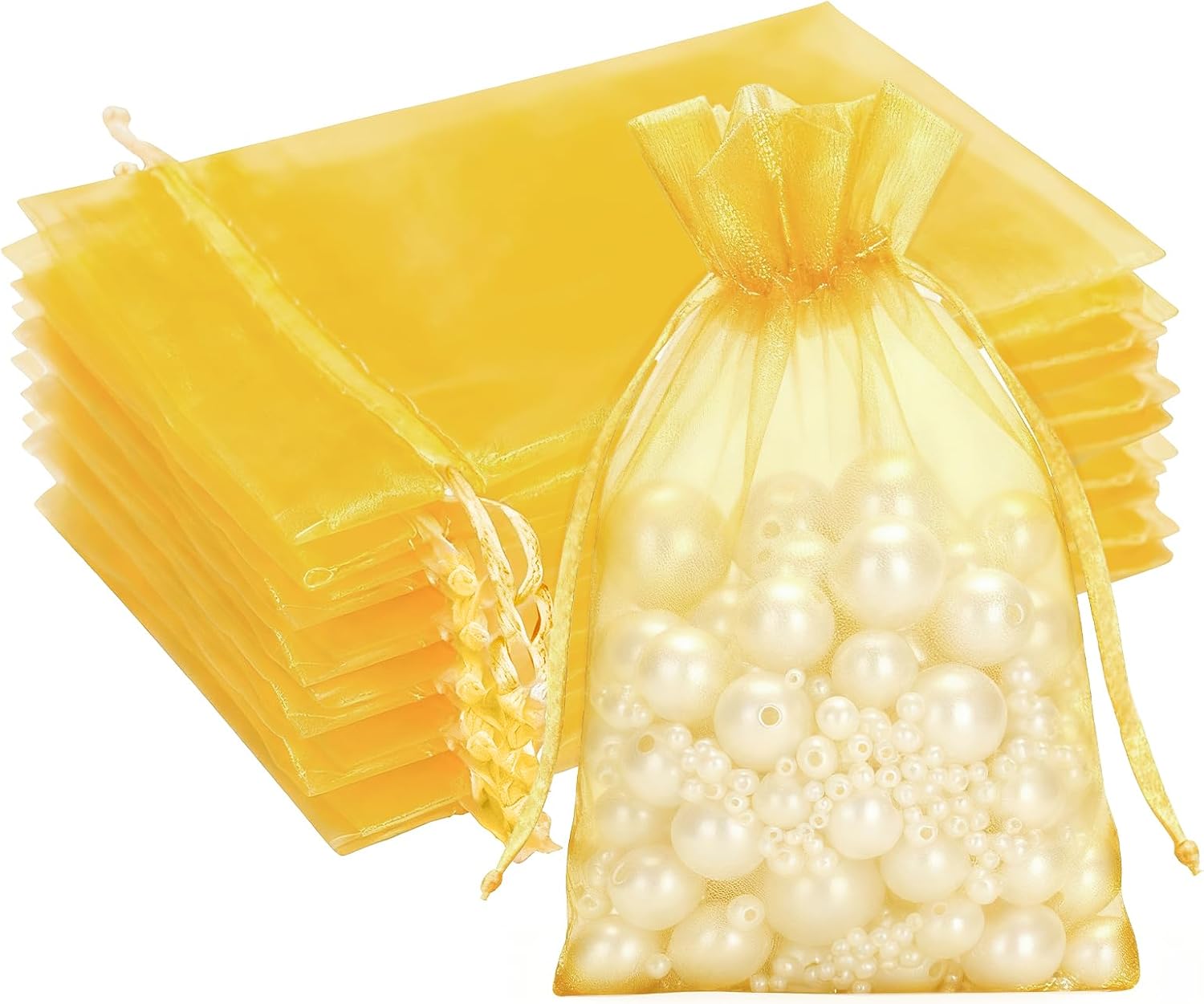 Detalle de G2PLUS Gold Organza Gift Pouches 10x15 cm