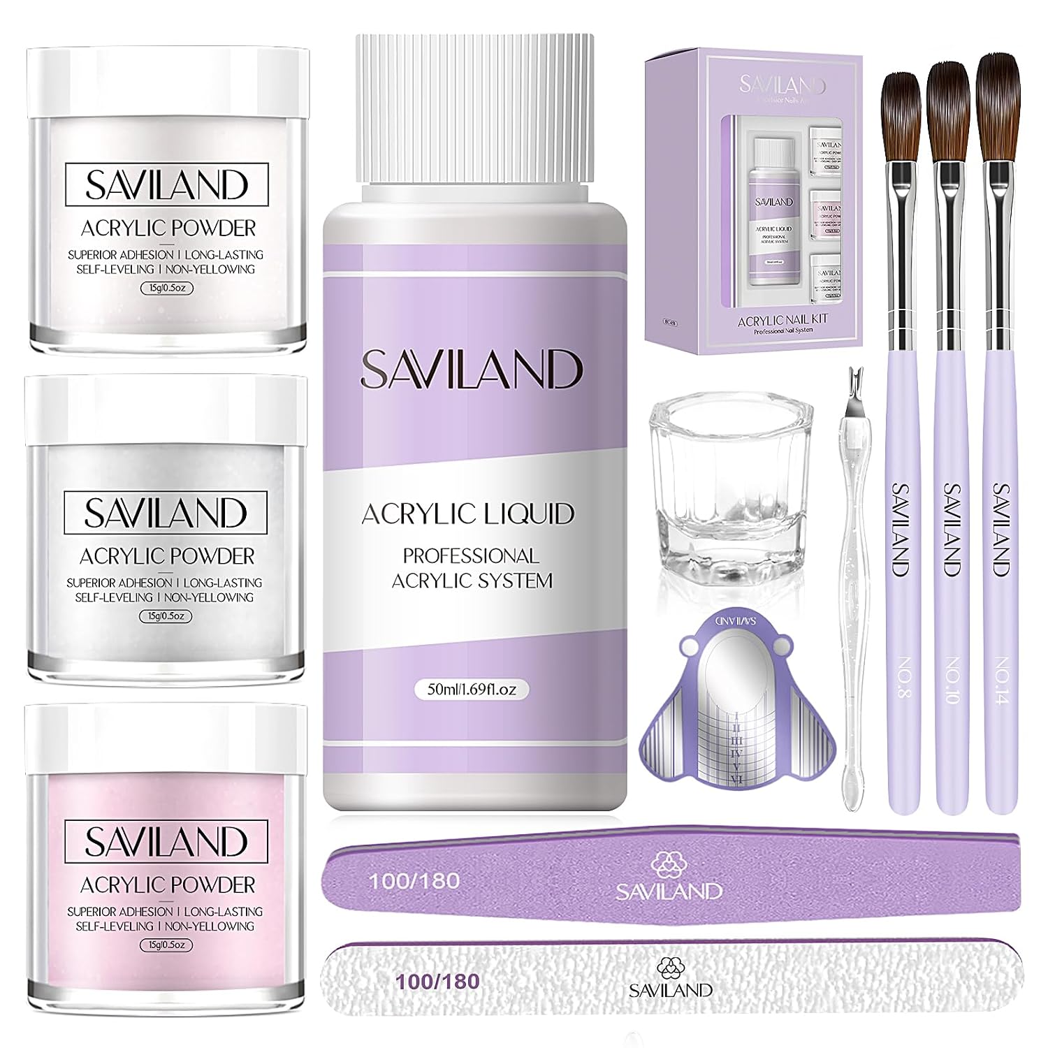Detalle de SAVILAND Acrylic Nail Kit, 50ml Liquid