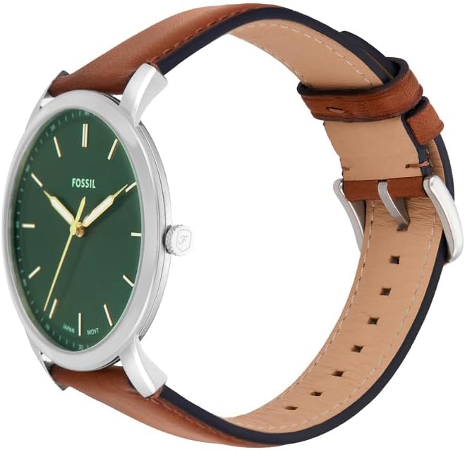 Detalle de Fossil Herrenuhr The Minimalist 3H FS5439 – Quarz, 44 mm Gehäuse und Lederarmband