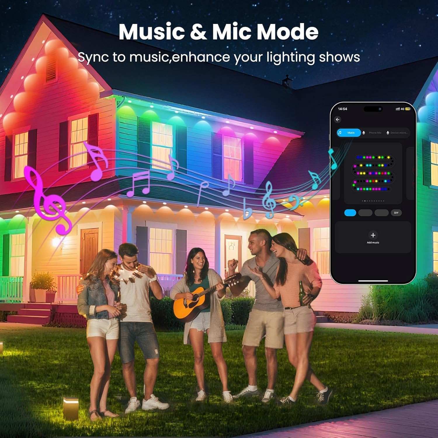 Thumbnail 6 de Quntis 100FT Smart Permanent Outdoor Lights, RGB + IC, 60 LEDs