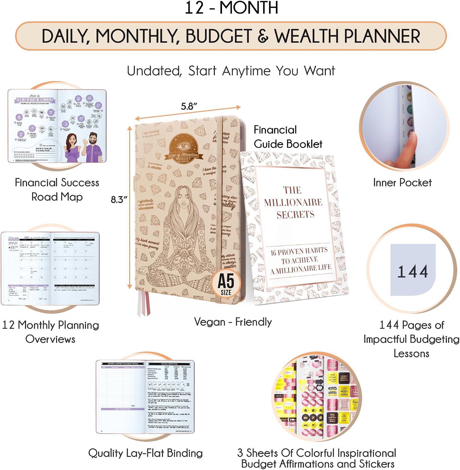 Detalle 2 de Budget Planner and Monthly Bill Organizer 12-Month ๐